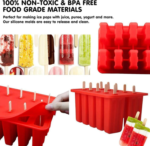 Miaowoof Homemade Popsicle Molds, Silicone Ice Popsicle Maker Non-BPA, with 50 Sticks, 50 Bags, and Storage Container