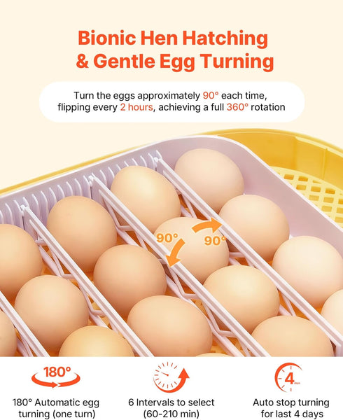 24 360 VEVOR Egg Incubator, Automatic Egg Turner with LED Candler, Temperature & Humidity Control, View Clear Window