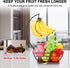 Countertop Fruit Basket Bowl with Banana Hanger, Modern Vegetable Storage with Tree Holder for Kitchen Dining Table