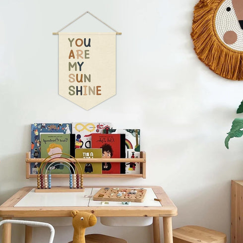 XYDEG 15x11in Nursery Decor,You Are My Sunshine Positive Affirmation Kids Wall Art Canvas Banner Wall Hanging Pennant