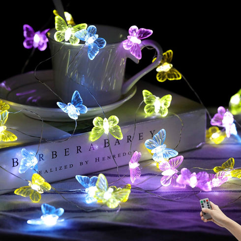 8 21.1ft 40 Butterfly String Lights,Twinkle Lights Lighting Mode Waterproof LED USB Plug in with Remote Control