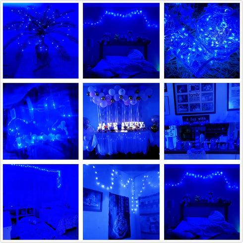 Ranlraka 7Ft 20 Decoration-2Pack Blue Battery Operated LED String Lights LED Silver Copper Wire Fairy Ambiance Lighting