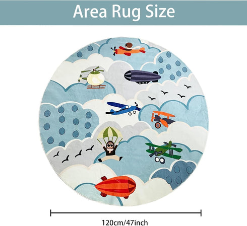 4ft,Animal ABREEZE Faux Wool Kids Play Mat Round Area Rug Kids Nursery Door Mat Soft Plush Non-Slip Childrens Carpet