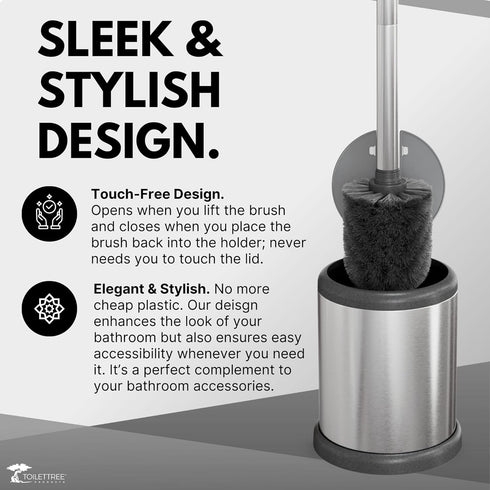 Set (2 Pack) ToiletTree Products Toilet Brush with Lid - Sleek Toilet Bowl Brush and Holder - Toilet Scrubber Brush