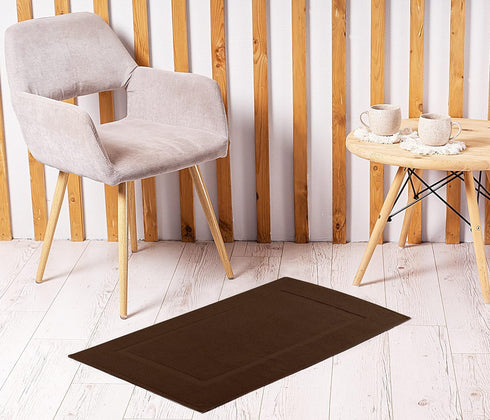 Utopia Towels Cotton Banded Rug - Bath Mats, 21 by 34 Inches, 100% Ring Spun Cotton, Dark Brown, 2 Pack