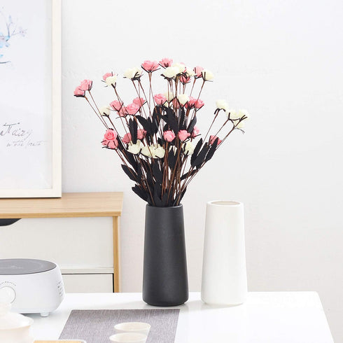 VanEnjoy 7" Minimalist Black Ceramic Vases - Home Office Decoration Frosting Finish Vase (Medium Plain)