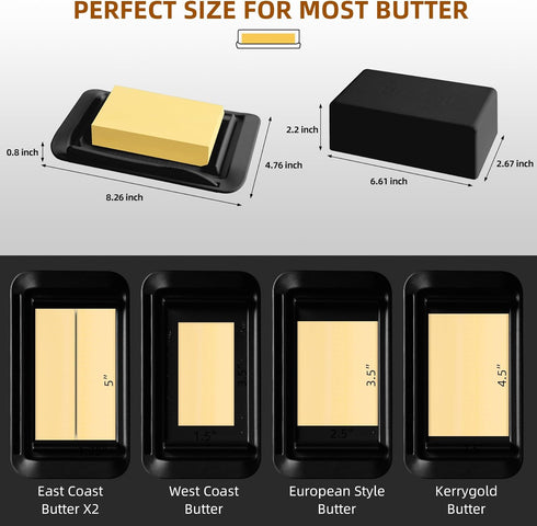 Bamboo Butter Dish with Lid & Knife, Large Butter Keeper for Countertop & Fridge, Holder for 2 Sticks, Dishwasher Safe,