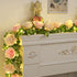 2Pcs 8 Dolicer Artificial Eucalyptus Garlands with Flowers - Roses, Faux Floral Greenery Garlands Fake Flower Vines
