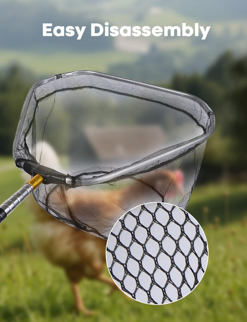 SHANWORN 16" 58.5" Retractable Poultry Chicken Catcher Net - Heavy-Duty Stainless Steel Extendable to Triangle Chicken