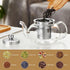 Glass Teapot Stovetop Safe - 20 oz/600 ml Borosilicate Glass Kettle with Loose Leaf Tea Strainer for Flower Blooming Tea