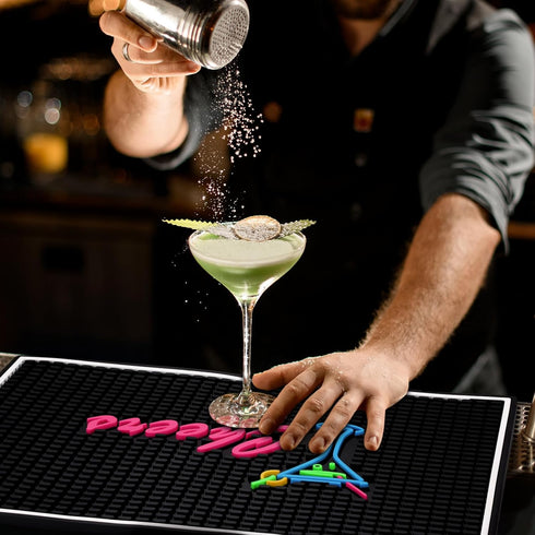Zhehao Cheers Bar Mat for Bartending, 12 x 18 Inch Non-Slip Rubber Mat for Home Bar Countertop, Kitchen, Restaurants