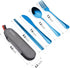 Travel Utensils with Case, Quatish Portable Silverware Set, 304 Stainless Steel Fork and Spoon Set for Camping and Lunch