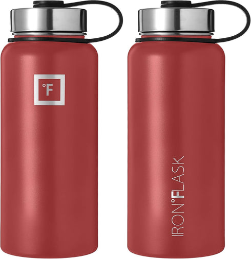 IRON °FLASK Sports Water Bottle, 32 Oz, Wide Mouth with 3 Straw Lids, Insulated Thermos for Men, Women, Kids