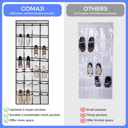 28 4 GOMAJI Large Pockets Over the Door Shoe Organzier, Hanging Shoe Organizer for Door Large Capacity Shoe Storage Bag