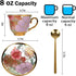 Qetoosur Set 6, 8 OZ Set Tea Cups and Saucers of Ceramic Tea Cups with Saucers Vintage Floral Tea Cup for Cappuccino