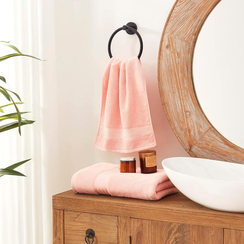 COZYART 4 13x30 100% Set 650 Pink Hand Towels for Bathroom Pcs, Cotton Guest Hands Towel Super Soft Highly Absorbent
