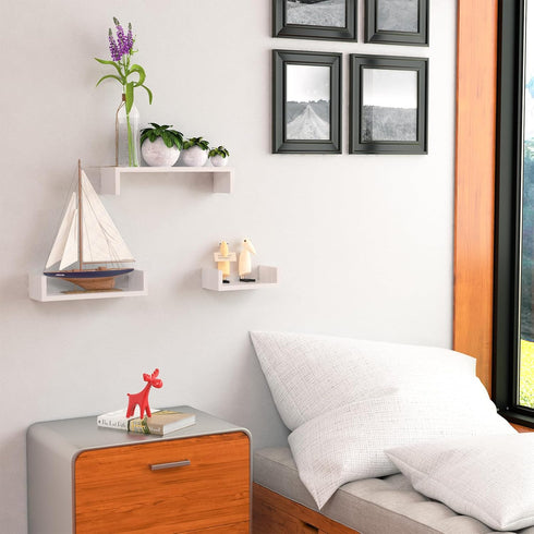 Elegant White Solid Wood Floating Shelves for Home D cor