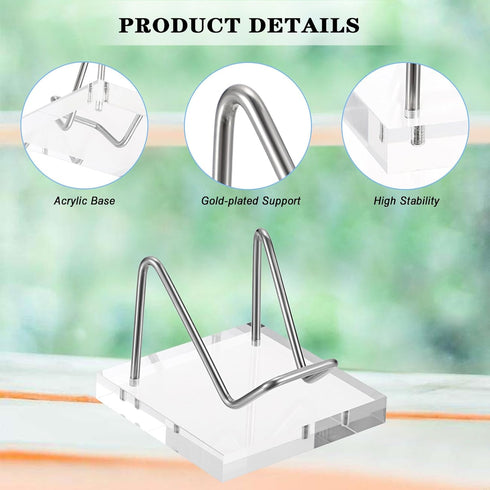 Hipiwe Metal Display Stand with Acrylic Base, Small Easel for Geodes, Crystals, Business Card Holder