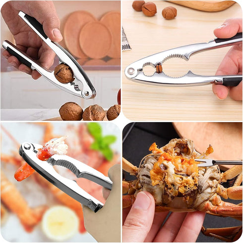 2 Nut Crackers Pecan Nutcracker Walnuts Plier with Non-slip Handles Heavy Duty Crab Cracker Tool with Good Grip Picks
