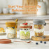 DRKIO 4 Pack Overnight Oats Containers, 16 Oz Glass Mason Jars with Lids and Spoons for Meal Prep