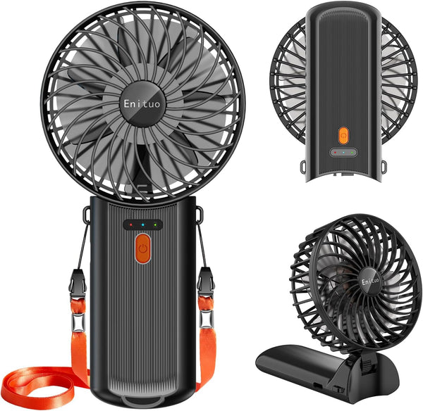 Portable Fan Handheld Fan, Mini Hand Held Fan, 6-15H Cooling Small Personal Fan, Neck Fan w/Lanyard for Kids Women Men