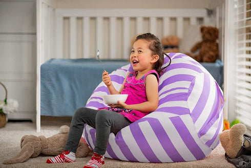 Wekapo Stuffed Animal Storage Bean Bag Chair Cover for Kids, Stuffable Zipper Beanbag for Organizing Plush Toys
