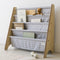 3 Sprouts Kids Bookshelf with Recycled Fabric - 4-Tier Sling Storage for