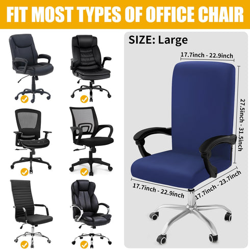 smiry Stretch Computer Office Chair Covers, Soft Fit Universal Desk Slipcovers, Removable Washable Anti-Dust Protector
