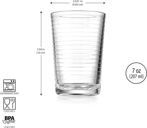 7 oz. Set 10 Glaver's Juice Glasses of Glass Cups Beverage Water Tumblers For Home and Bar, Water, Cocktails, Iced tea.