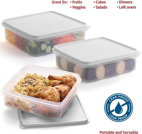 Plastic Storage Containers with Lids, 2-Pack 3L Cupcake Carrier, Leakproof Airtight Food Storage Containers