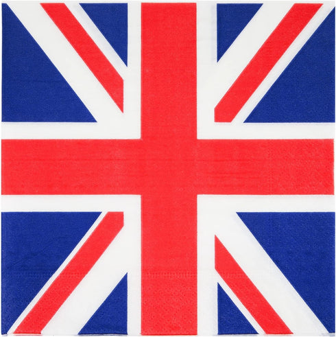 Juvale 100-Pack Union Jack Cocktail Napkins - 2-Ply Paper 6.5 x 6.5 in for UK Celebrations