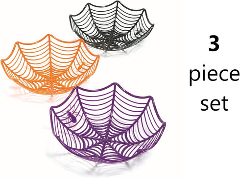 Fun Express Plastic Spider Web Halloween Candy Bowls - Set of 3 Pieces