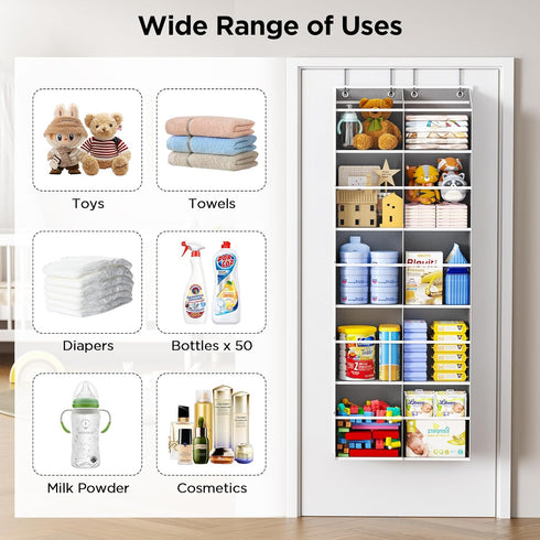 2 Pack 5-Tier 10 80 lbs Over The Door Organizer with Side Mesh Pockets & Clear Windows, Weight Capacity Hanging Storage