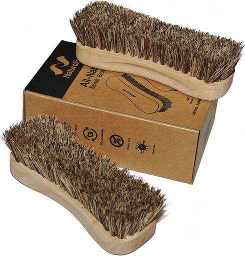 All-Natural Wooden Scrub Brush Set - Eco-Friendly Cleaning Products with Wooden Handle and Palmyra Bristle Brush, Set