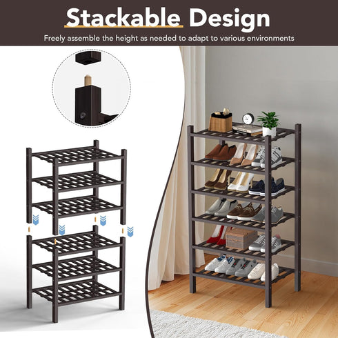 3 Closet,Hallway,Entryway,Small 18"x11"x17" Haddockway Small Tier Bamboo Shoe Rack Storage Organizer, Multifunctional