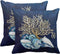 Emvency Throw Pillow Cover, Blue Seashore Indigo Ocean Coral Seashells, 20 x 20 Inch Decorative Pillow Case