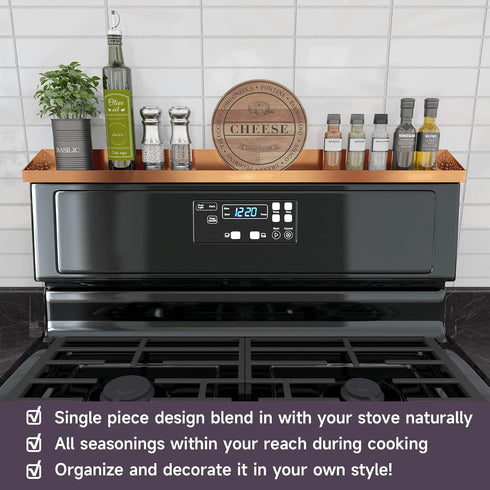 Copper Magnetic Spice Rack Shelf, 30" Length Over the Stove Organizer for Kitchen Seasoning Storage, Brushed Copper