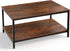 SUPER DEAL 2-Tier Industrial Coffee Table with Storage Shelf for Small Apartment
