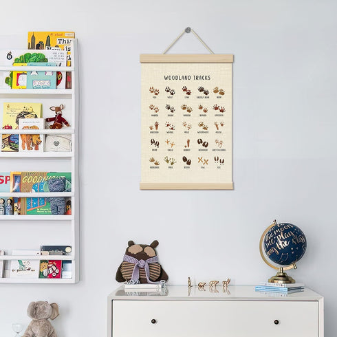 12x16 Inches, Decor-03 ZEDEV Woodland Tracks Poster Hanger with Wood Frames Forest Animals Canvas Wall Art, Artwork