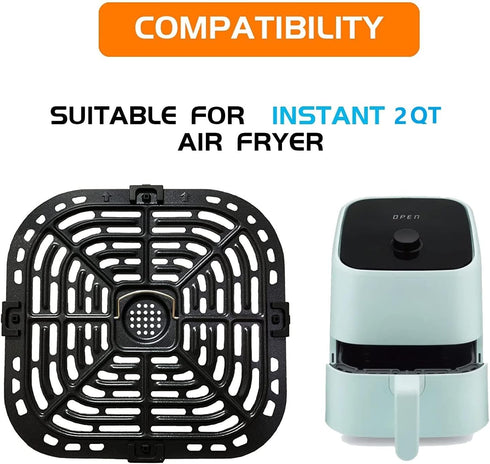 Air Fryer Grill Pan for Instants Vortex 2QT Mini Air Fryer Oven, Premium Air Fryer Grill Crisper Plate, Air Fryer Grate Grid with Rubber Tabs for Instants 2QT Air Fryer, Nonstick, Dishwasher Safe