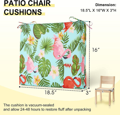 Set 4 18.5" 16" 3", downluxe Outdoor Chair Cushions of for Patio Furniture, Water-Resistant Square Corner Patio Chair