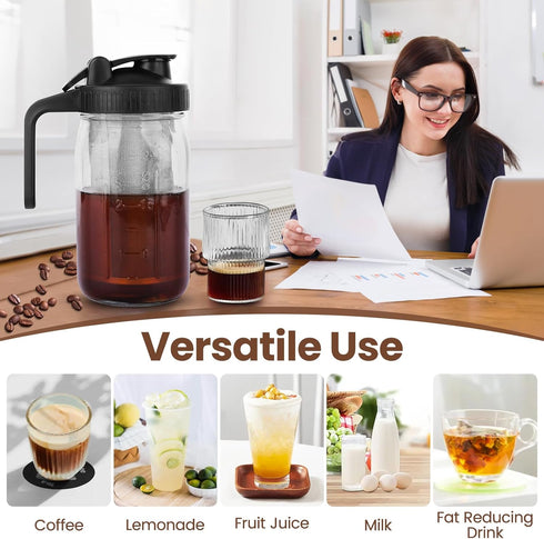 Cold Brew Coffee Maker, 32oz Pitcher with Stainless Steel Super Dense Filter, Durable Glass, BPA Free