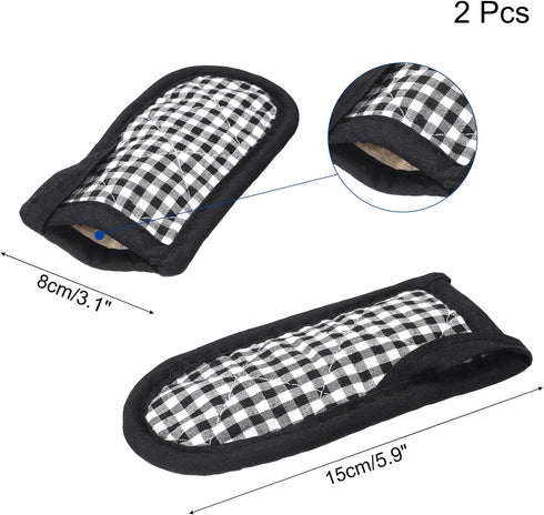 uxcell 2Pcs Pan Handle Sleeve, Pot Handle Covers Heat Resistant Iron Skillet Handle Covers for Kitchen Baking Cooking Supplies, Black White 3.1 in x 5.9 in