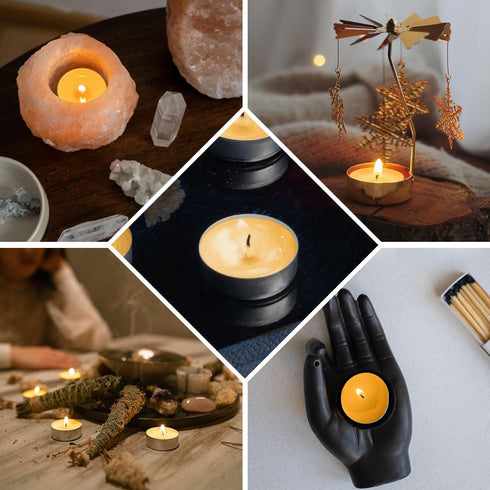 4-5 Pack 36 Natural Beeswax Tea Candles in Metal Aluminum Cup - Organic Mini Beeswax Candle Natural Scent Smokeless
