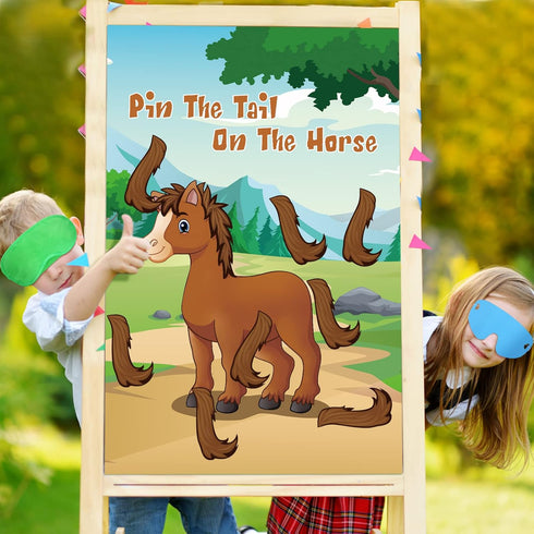 36 Pin The Tail on The Horse Game with Tail Stickers for Cowboy Party Game Toys Boys and Girls Birthday Party