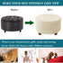 HFCNMY Round Ottoman Cover - Thick Velvet Slipcover with Elastic Bottom - Beige Large
