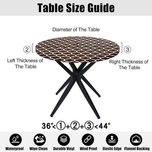 36" 44" Smiry Round Picnic Tablecloth, Waterproof Elastic Fitted Table Covers for - Tables, Wipeable Flannel Backed