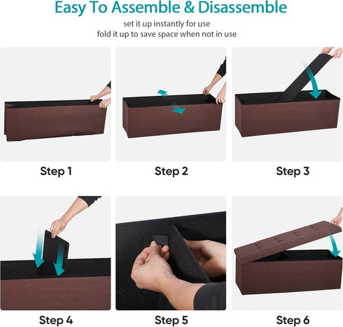 43Inches 660 lbs, ZenStyle Storage Ottoman Bench, Folding Footrest Padded Seat, Storage Chest Long Shoes Bench