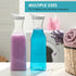 50 Oz Set 2 NETANY Plastic Water Carafe with Flip Top Lid, of Square Base Juice Containers, Clear Plastic Pitcher