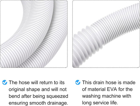 PATIKIL Universal Washing Machine Drain Hose Extension Kit 4.92ft White with Clamp and U-Bend Hose Holder